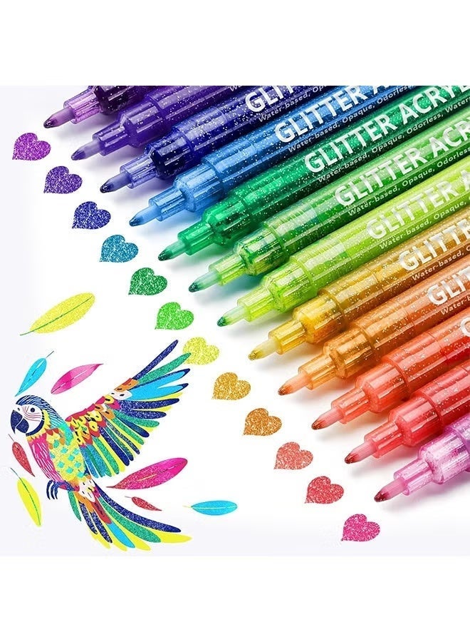Zennyth 12 Colors Glitter Markers Glitter Gel Pens Coloring Markers for Adults Metallic Paint Pens for Crafts Greeting Cards Poster Art Supplies Stuffers Gifts - Image 2